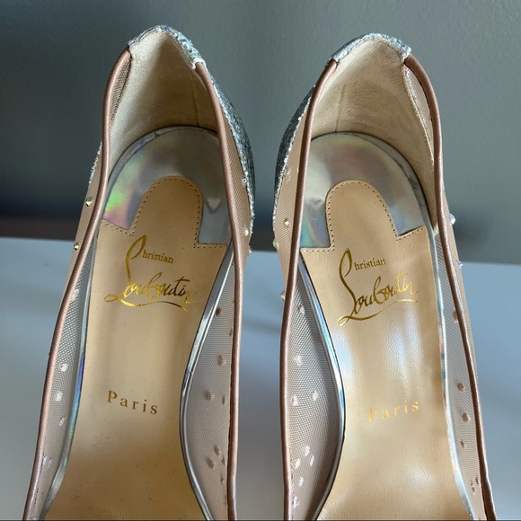 Christian Louboutin Follies Strass Pointed Toe Pump NWOT nerver worn Bridal Glam - Picture 8 of 13